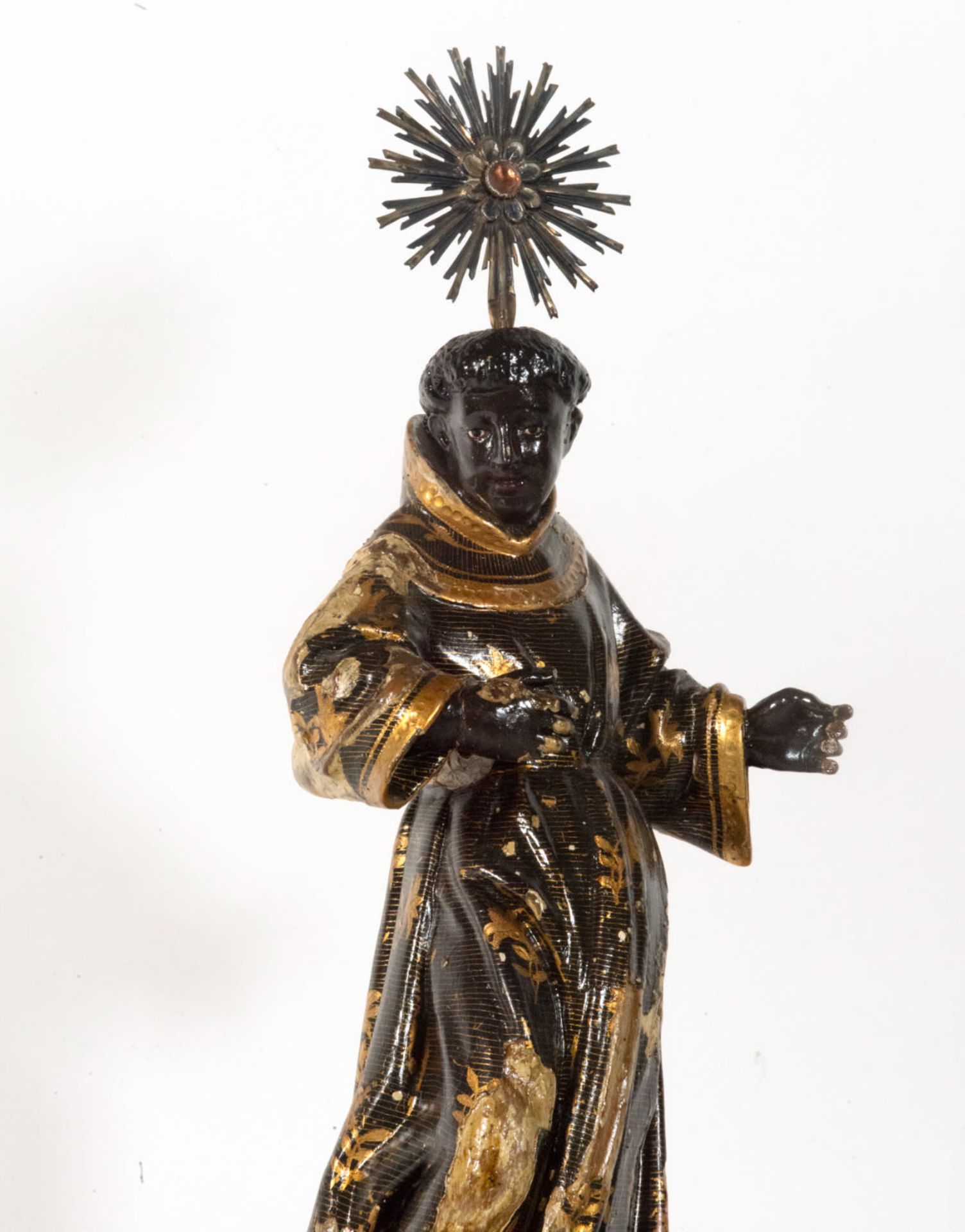 Important Brazilian colonial Saint Benedict of Palermo, Portuguese colonial work of the 18th century - Bild 3 aus 9