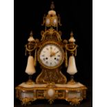 Louis XIV style bronze and alabaster clock, 19th century