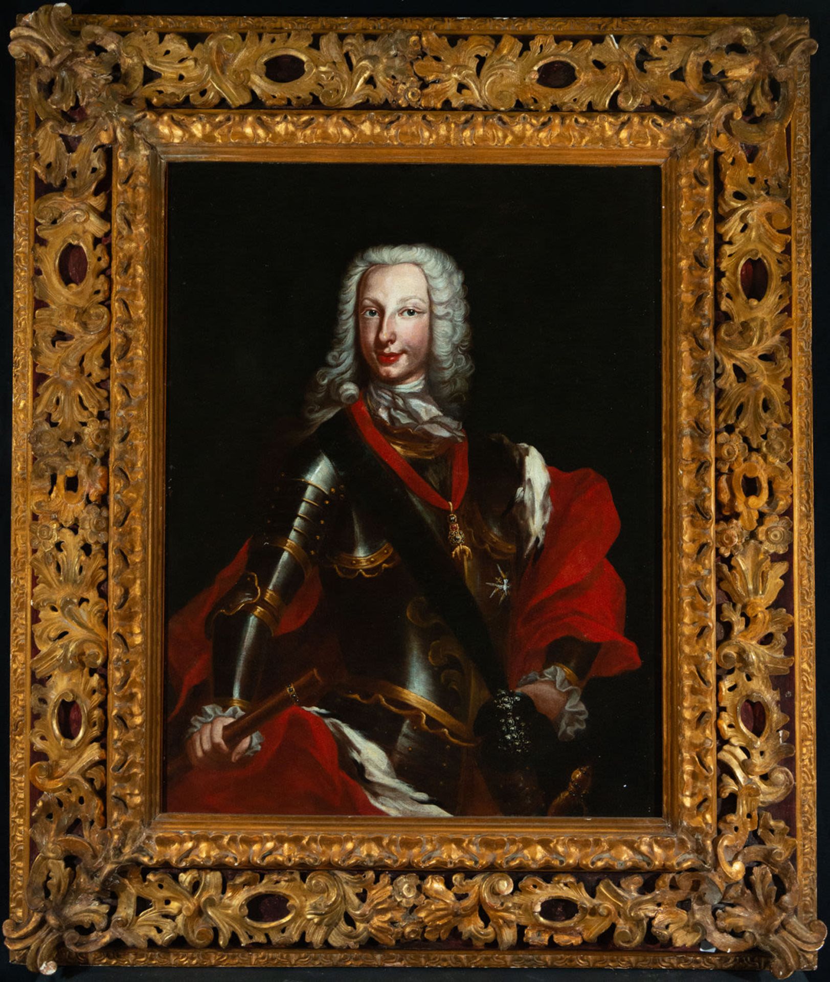 Large Portrait of Philip V of Bourbon in Armor and the Golden Fleece, Italian school of the 18th cen