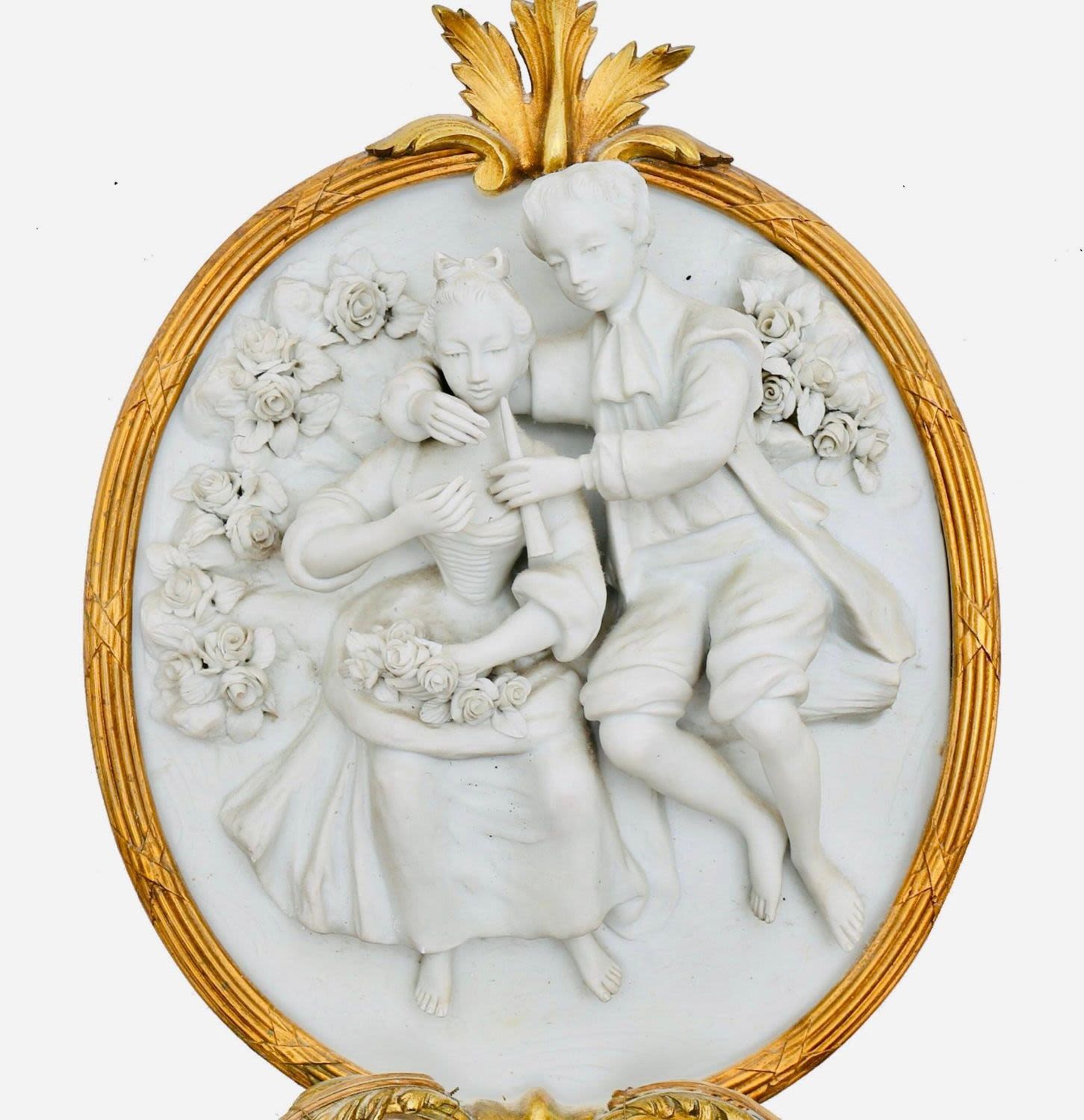 Perfect Condition Pair Louis XV Wall Apliques in Meissen Tender Porcelain and Gilt Bronze, French 19 - Image 2 of 4