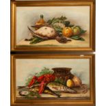 P. Cuartara (signed), Pair of still lifes, Spanish school, 20th century