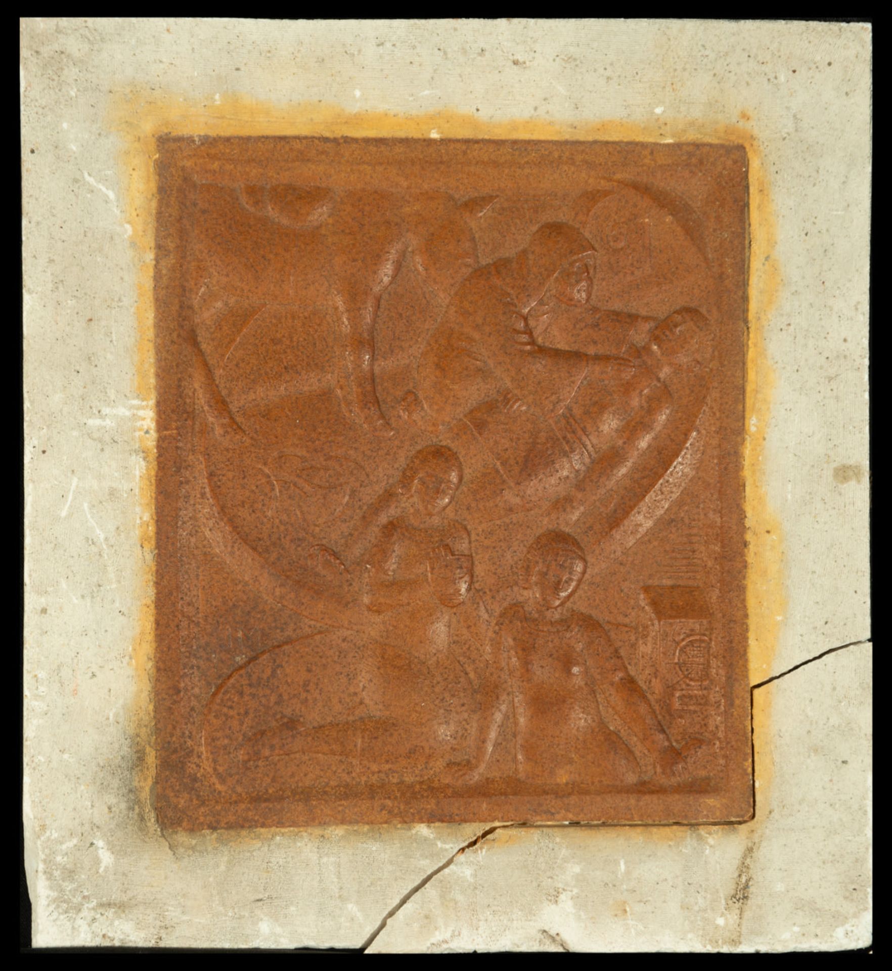 Rationalist School - European Cubist, terracotta tile, signed