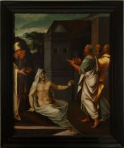 The Miracle of Saint Lazarus, Late Medieval Mannerist school of the 16th century from Northern Italy