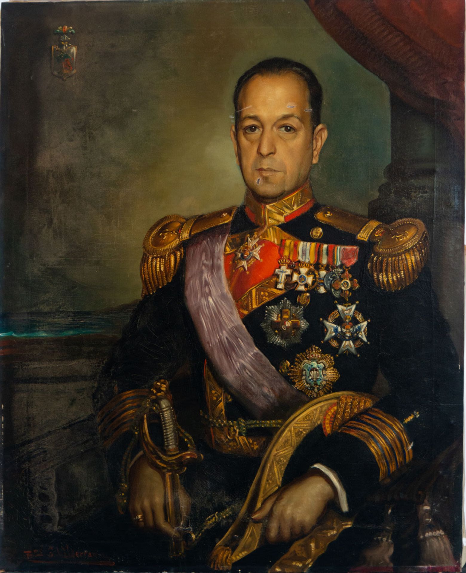Portrait of Colonel Don Luis Montojo, 20th century Spanish school, signed Bartolomé Valderrama