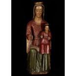 Romanesque sculpture of Virgin enthroned with Child, italian Romanesque early Medieval school, 13th 