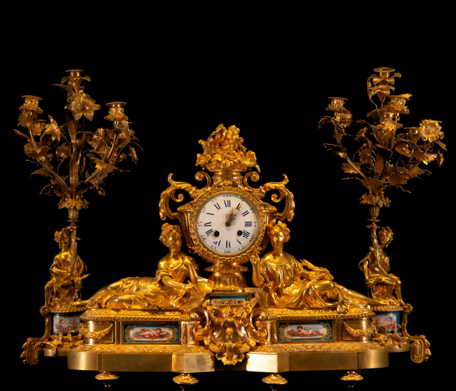 Important Napoleon III Grand Garrison clock in mercury-gilded bronze, France, 19th century