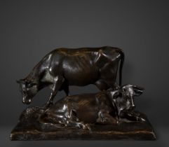 Pair of Bulls following models of the Italian Veneto Renaissance of the 16th century, possibly 18th