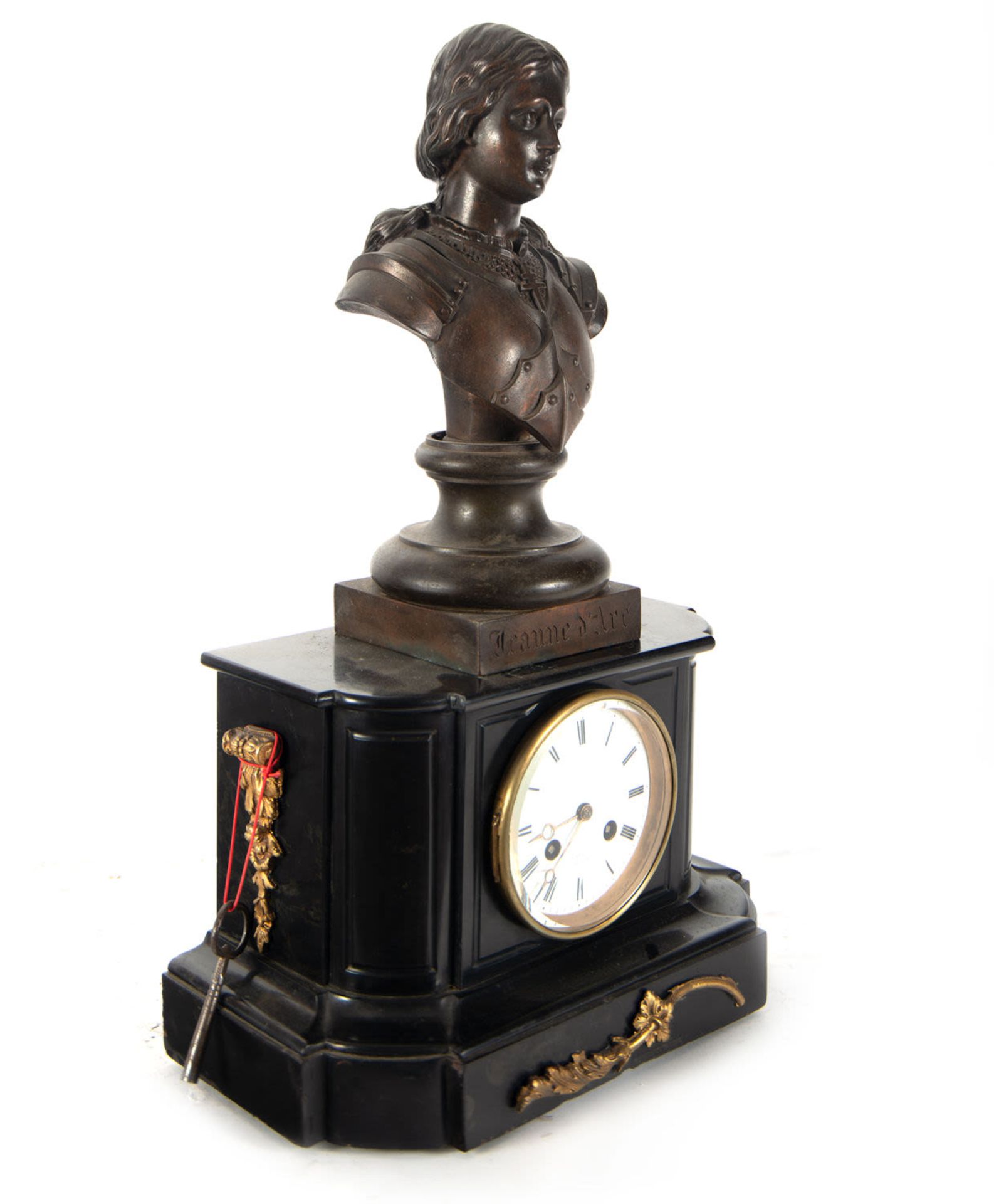 Mantel Clock with Bust of Joan of Arc, 19th Century - Image 2 of 6