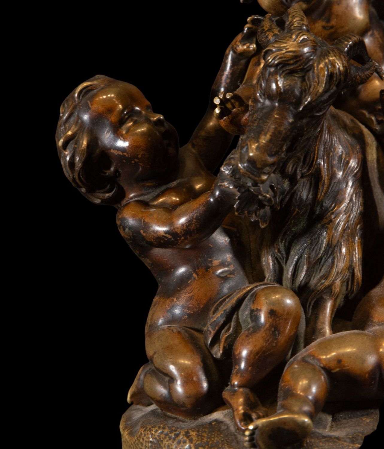 Allegorical bronze sculpture of Amours playing with a goat, 19th century - Image 3 of 6
