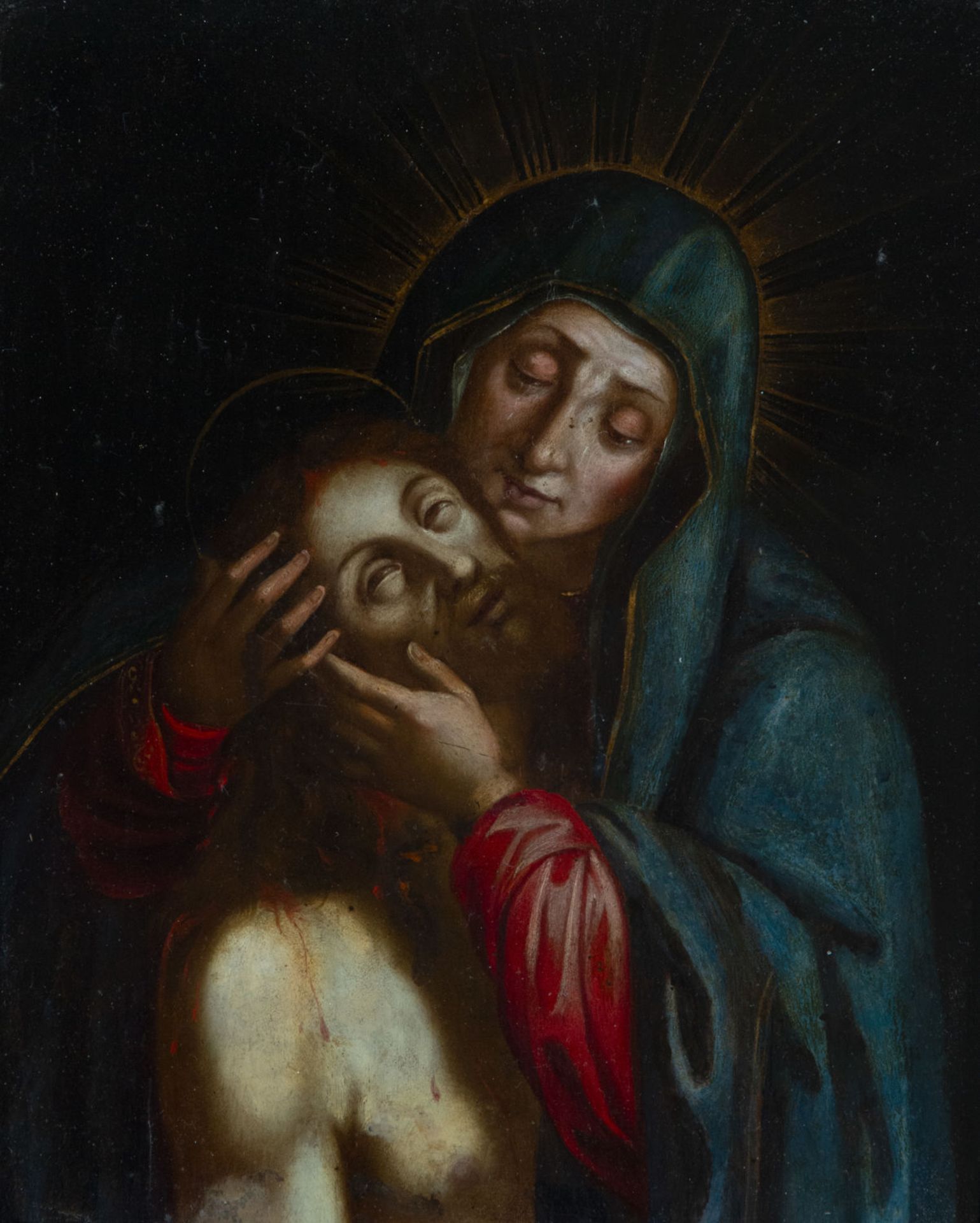 Interesting "Pietà" from the Flemish school of Utretch with antique frame from the same period, 17th - Bild 2 aus 4