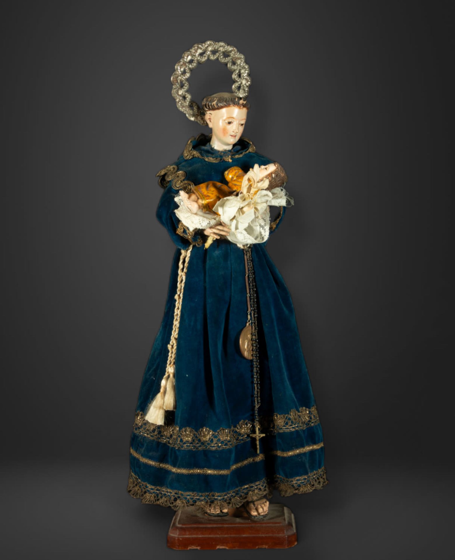 Exquisite Saint Anthony of Paula with Santo Niño Filipino from the 18th century, baroque Philippines