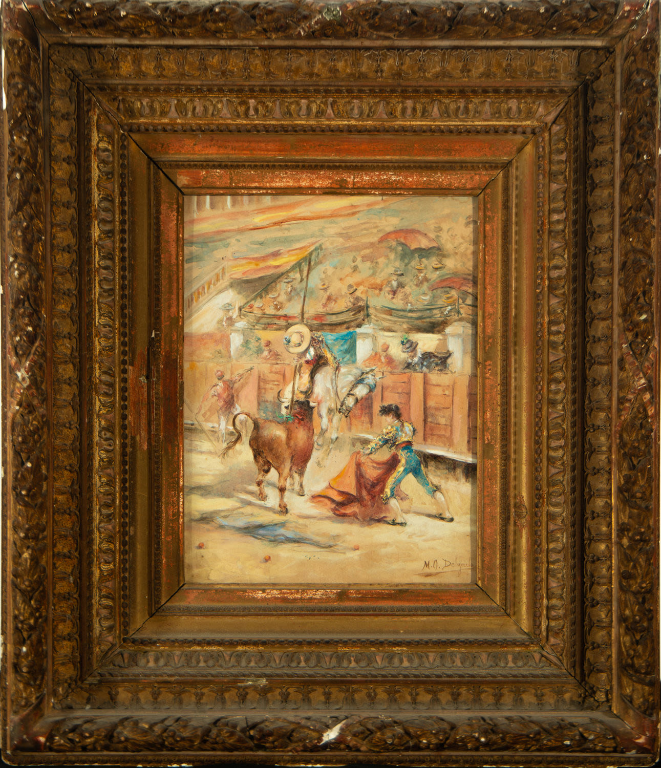 Bullfighting Festival, signed MO Delgado, Spanish school of the 19th - 20th century