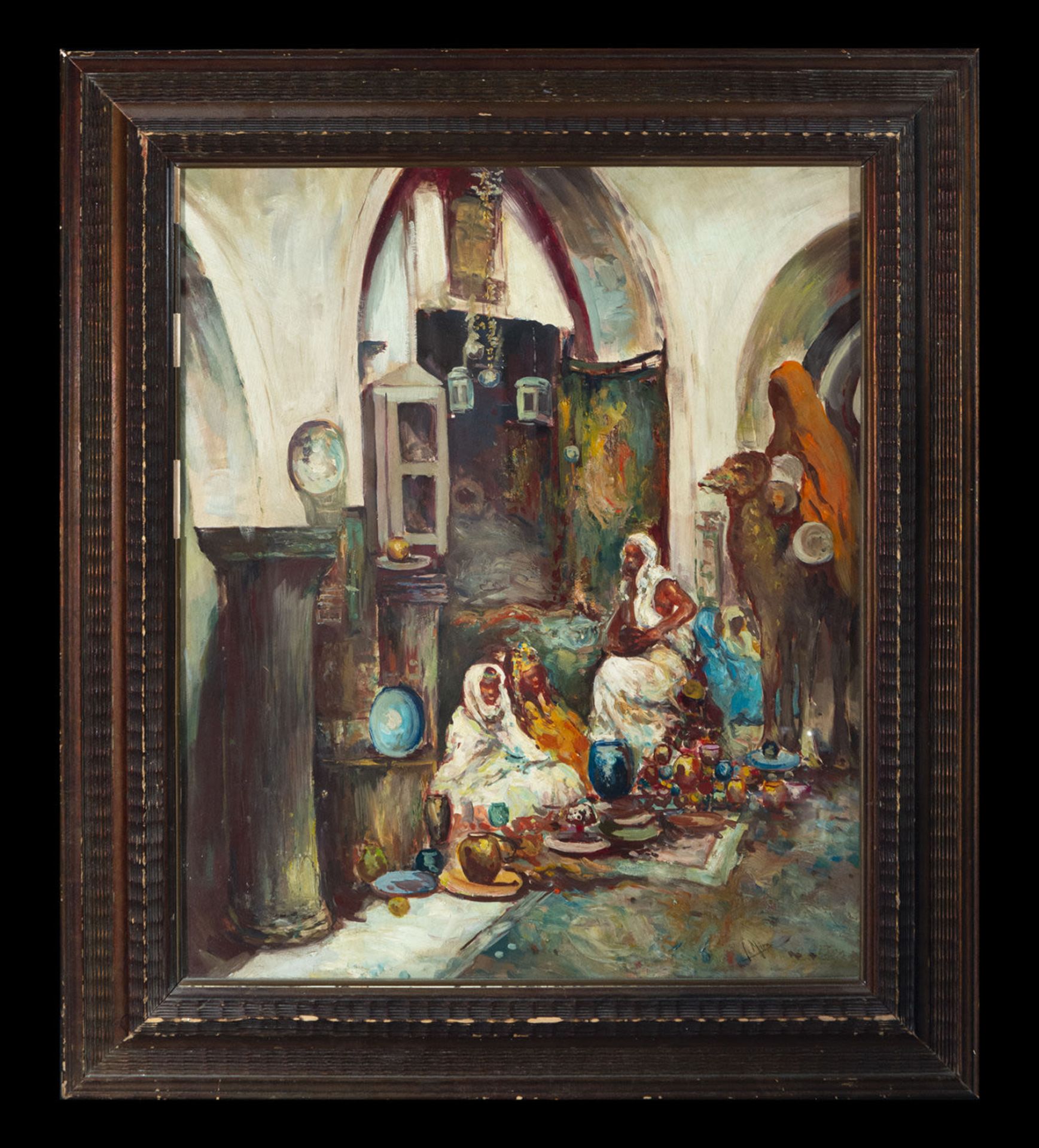 Orientalist scene inside Medina, signed P. Miró, 19th - 20th century