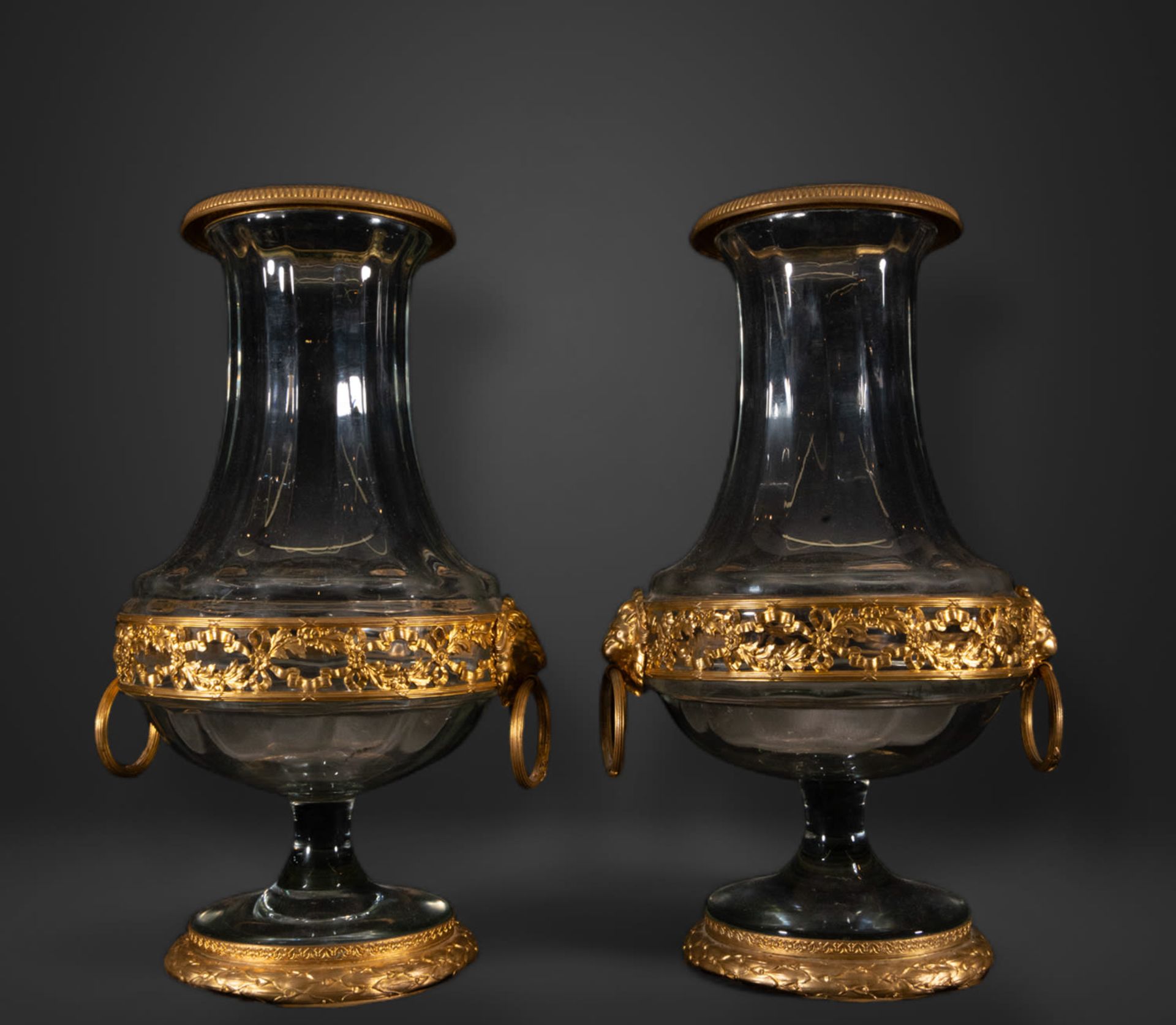 Pair of Bacarrat Vases with gilt bronze mounts, France, 19th century - Image 2 of 7