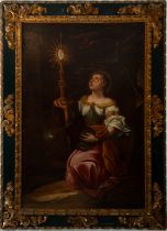 Important Saint Barbara with period frame - Attributed to Antonio del Castillo y Saavedra (1616-1668
