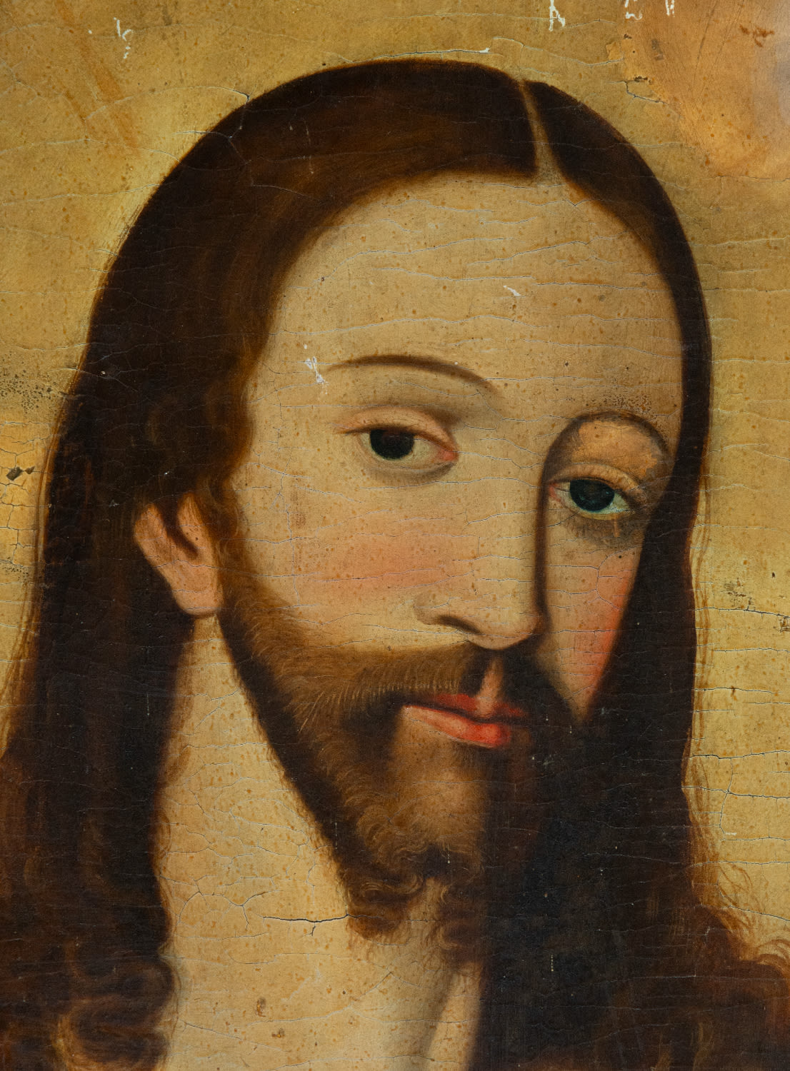 Jesus Salvator Mundi colonial, New Spanish oil on canvas, Mexico or Guatemala 17th century - Image 2 of 5