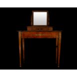 Elegant Carlos IV bedroom dressing table with mirror in mahogany palm, late 18th century