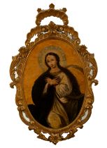 Immaculate in oval, Spanish school, 17th century