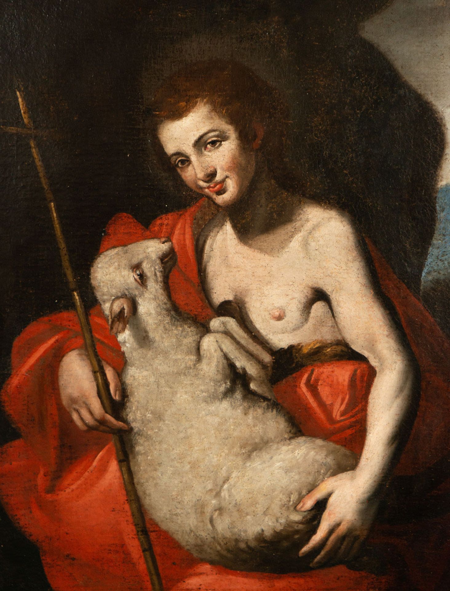 Saint John the Baptist, 17th century Italian school, following models by José de Ribera - Image 2 of 5