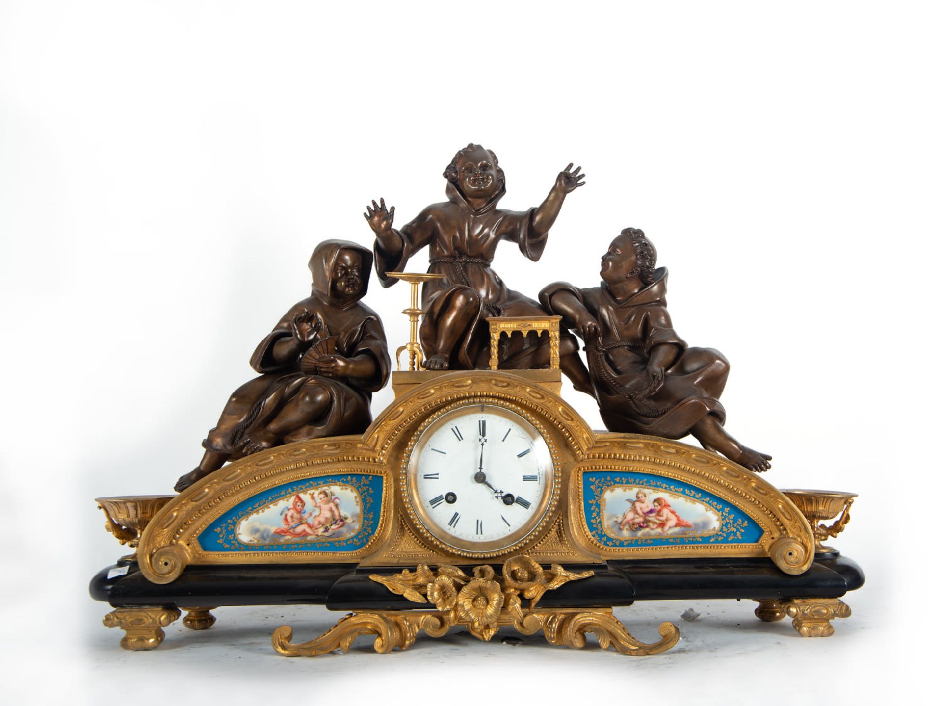 Napoleon III clock in gilt bronze depicting three altar boys, France, 19th century