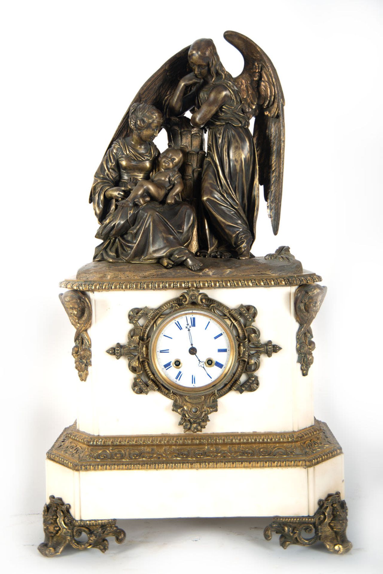 Bronze and white marble garniture with two cassolettes, "Allegory of Motherhood", 19th century - Image 2 of 9