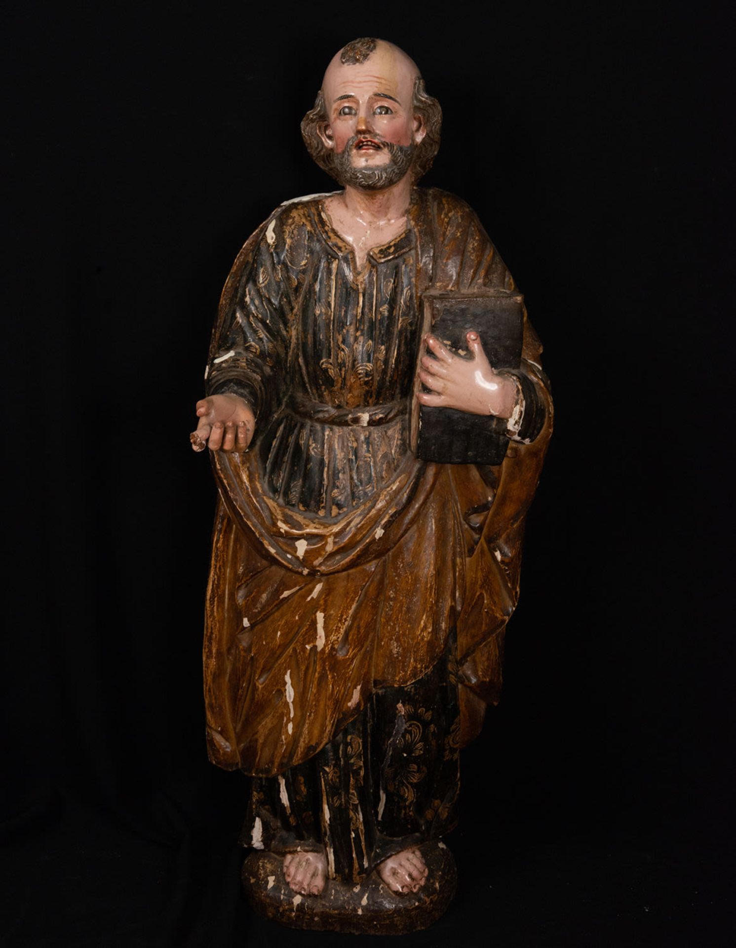 Very Large and period original Saint Peter, Bernardo de Legarda (Quito, 1700 - 1773), possibly with 