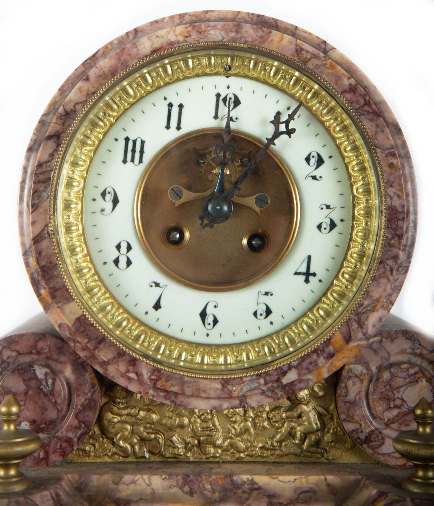 garniture in pink marble and gilt bronze, with mercury pendulum - Bild 6 aus 13