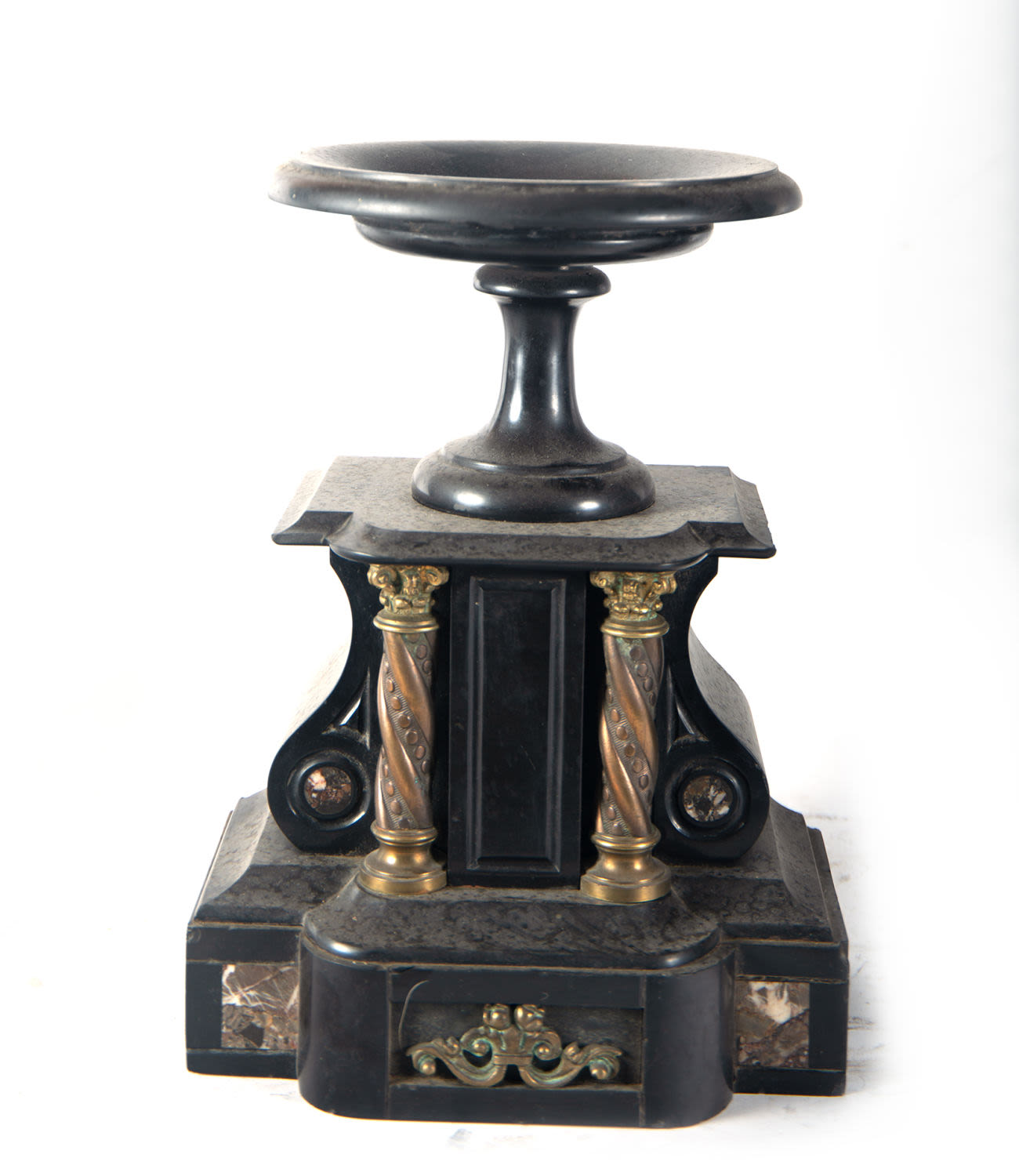 Black marble, gilt bronze and mercury pendulum garniture, 19th - 20th century - Image 10 of 12