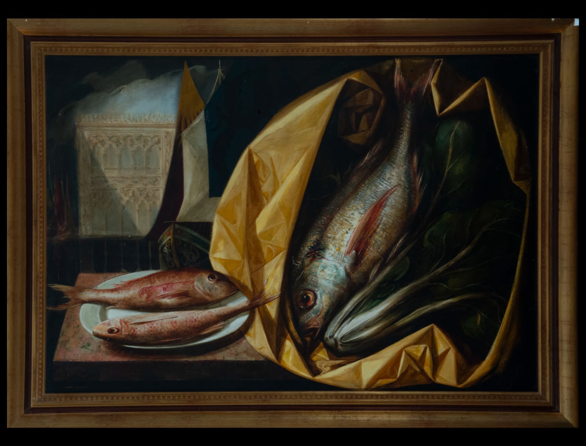 Victoriano Pardo, Still Life of Fish in Venice Madrid (Spain, 1918 - 1999), oil on canvas - Bild 2 aus 10