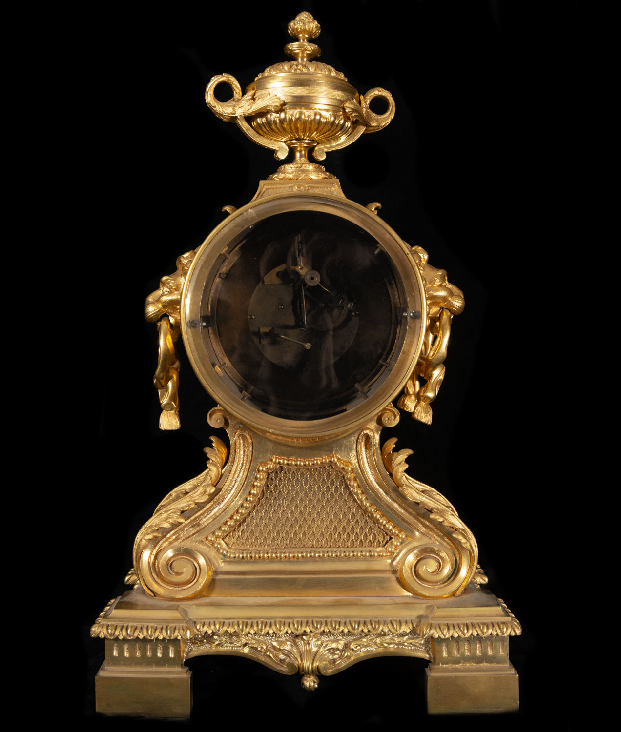 Elegant and Large French Garrison with Table Clock and Candlesticks in gilt bronze Napoleon III of t - Image 6 of 11