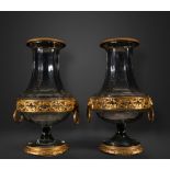 Pair of Bacarrat Vases with gilt bronze mounts, France, 19th century