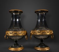 Pair of Bacarrat Vases with gilt bronze mounts, France, 19th century