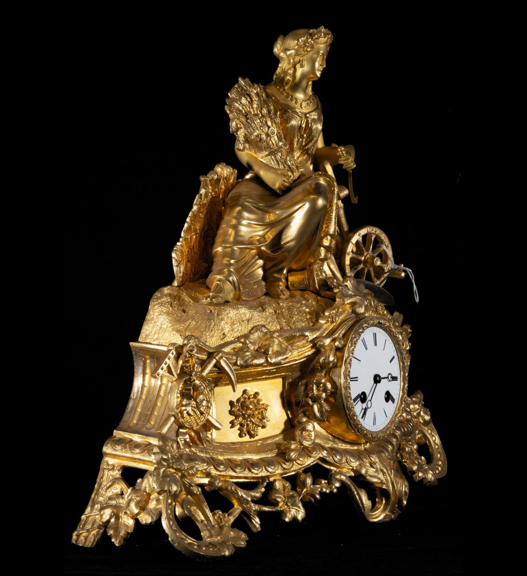 Charles X clock in gilt bronze ormolu with Goddess Ceres, 19th century - Image 5 of 6