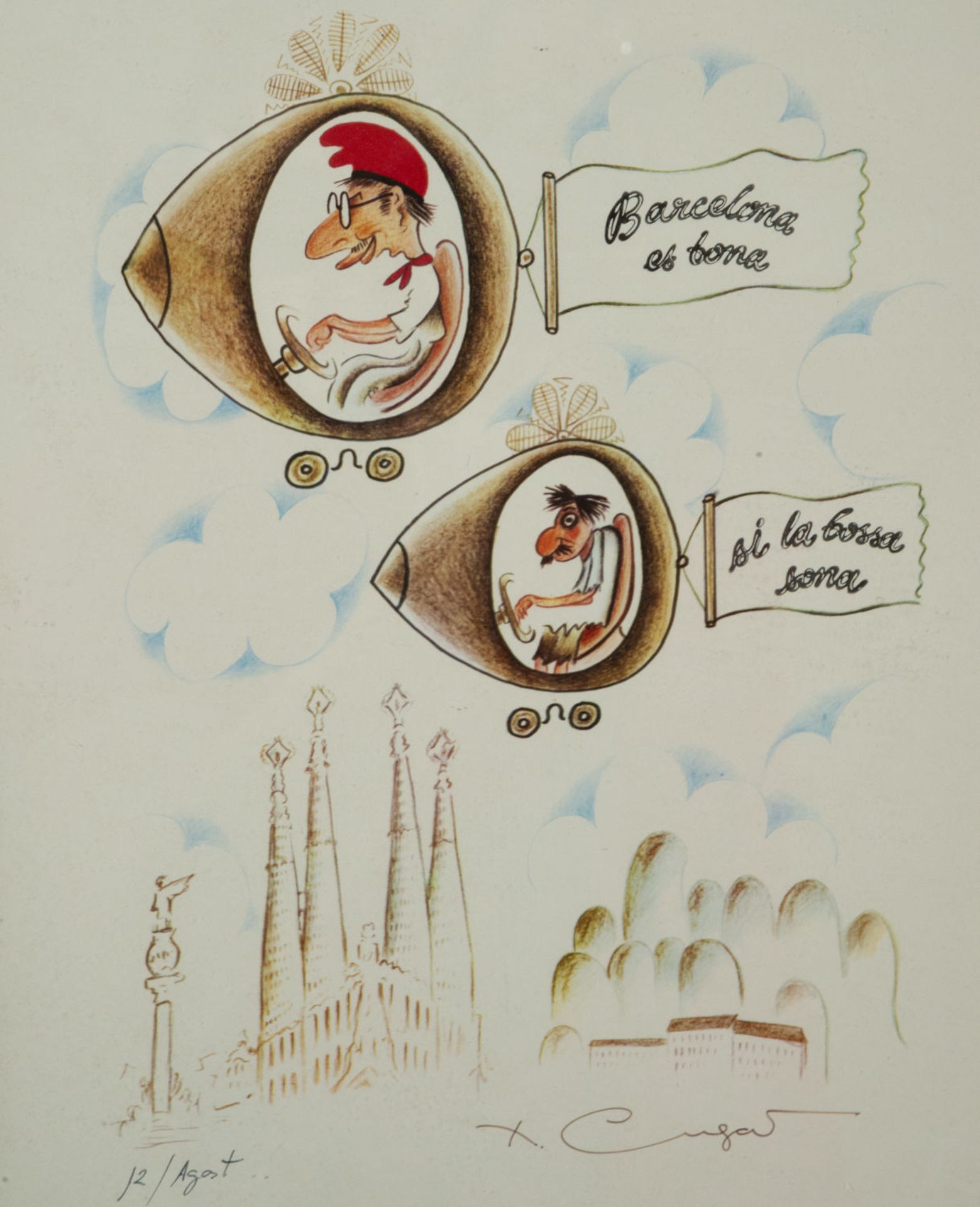 Drawing Xavier Cugat, "Barcelona is Bona", Xavier Cugat (Girona, 1901 - Barcelona, ​​1990) - Bild 3 aus 7