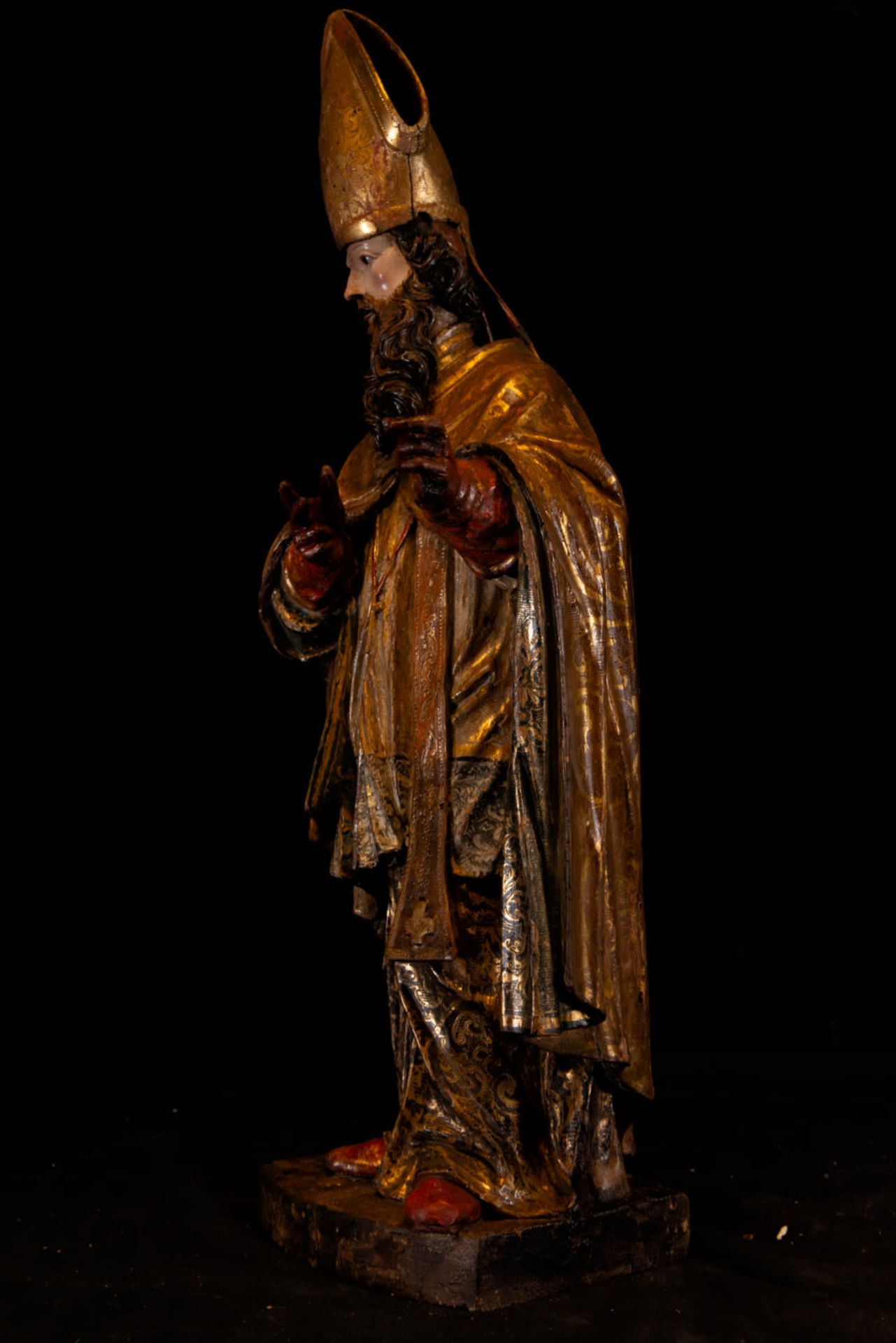 Important polychrome sculpture of Saint Augustine of Hippo, 17th century - Image 4 of 6