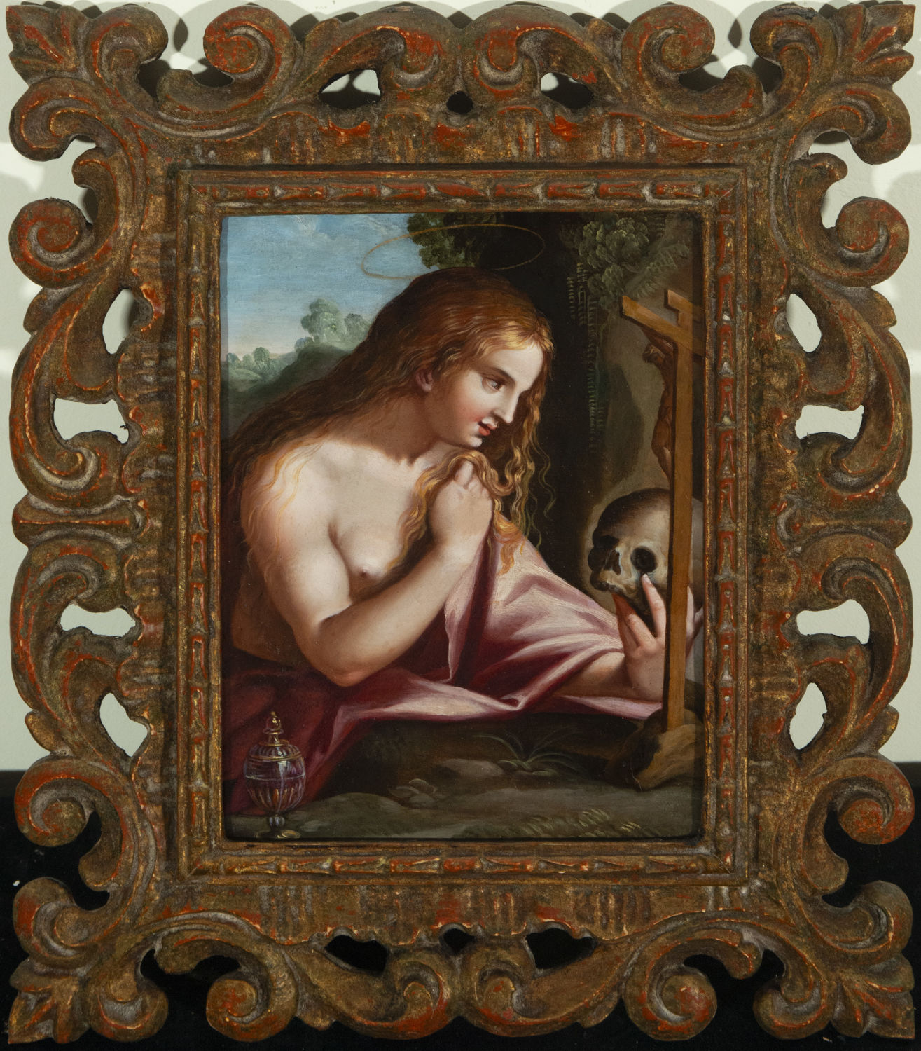 Mary Magdalene in oil on copper. Mannerist Master of Northern Italy from the 16th century to the beg