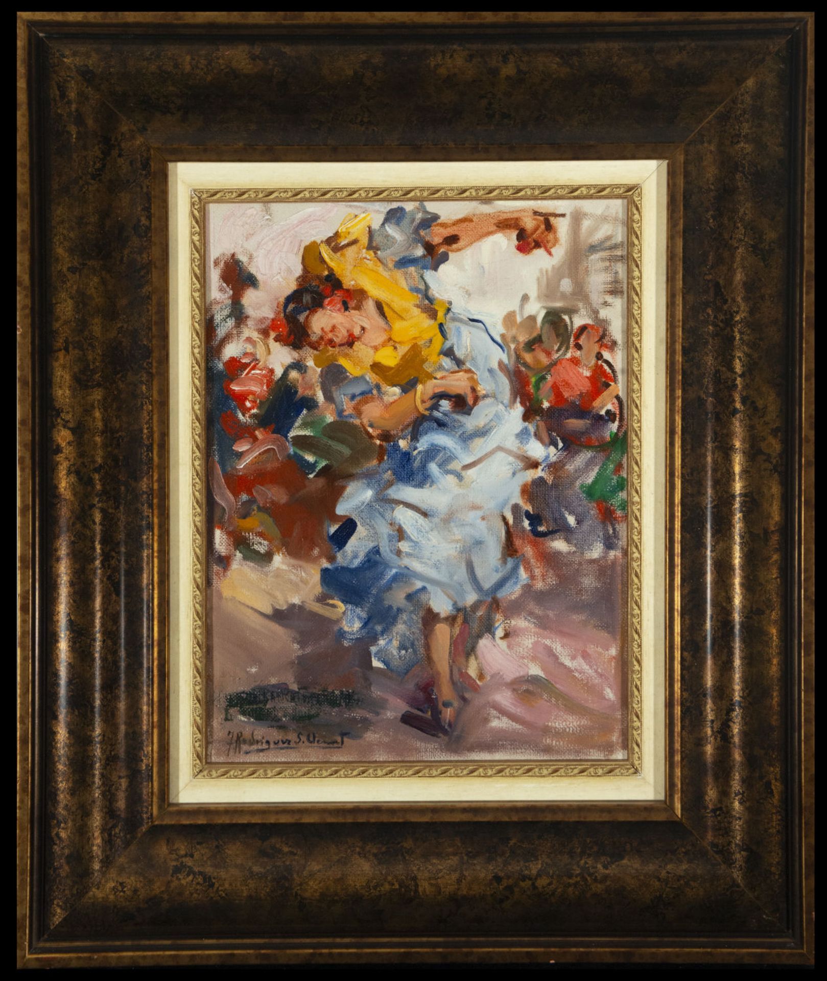 Dancer, oil on canvas, Rodríguez San Clement, 20th century