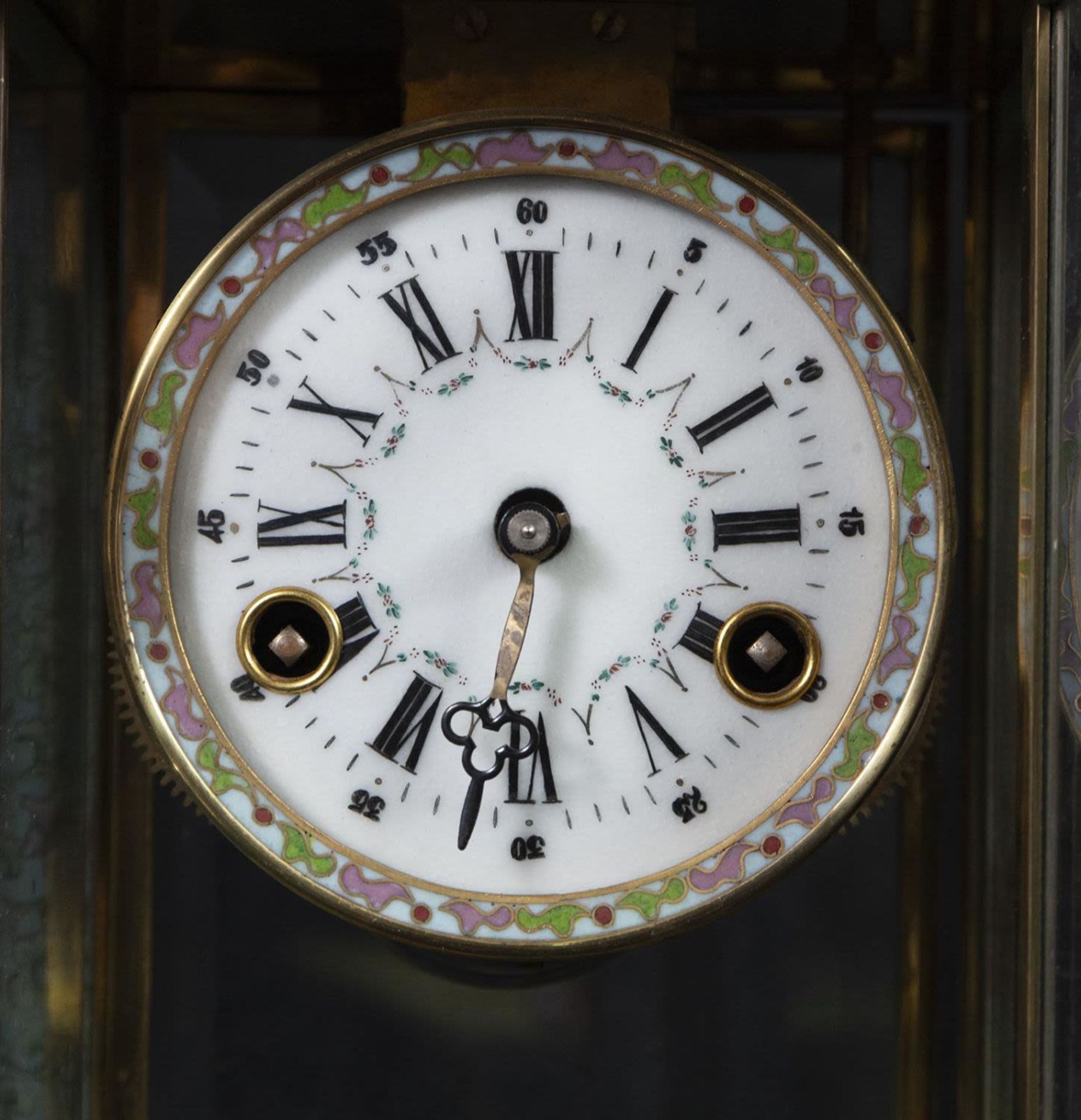 Portico Clock in bronze and Chinese enamels from Canton for export to the European market, 19th cent - Image 2 of 6