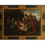 Adoration of the Three Wise Men, 18th century Andalusian school, with baroque period frame