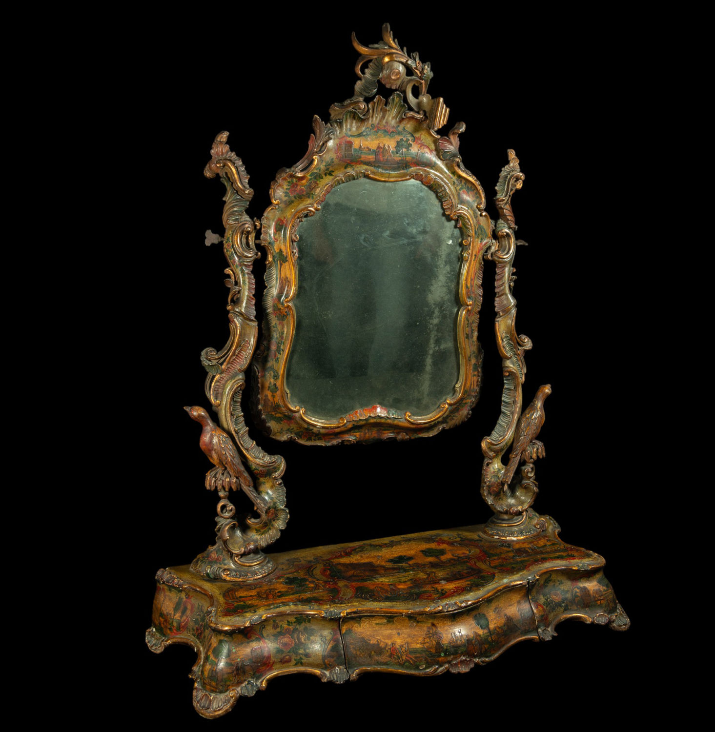 Rare and Exquisite Mexican Colonial Dressing Table Mirror Furniture for Noble Lady, New Spain of the - Image 11 of 18