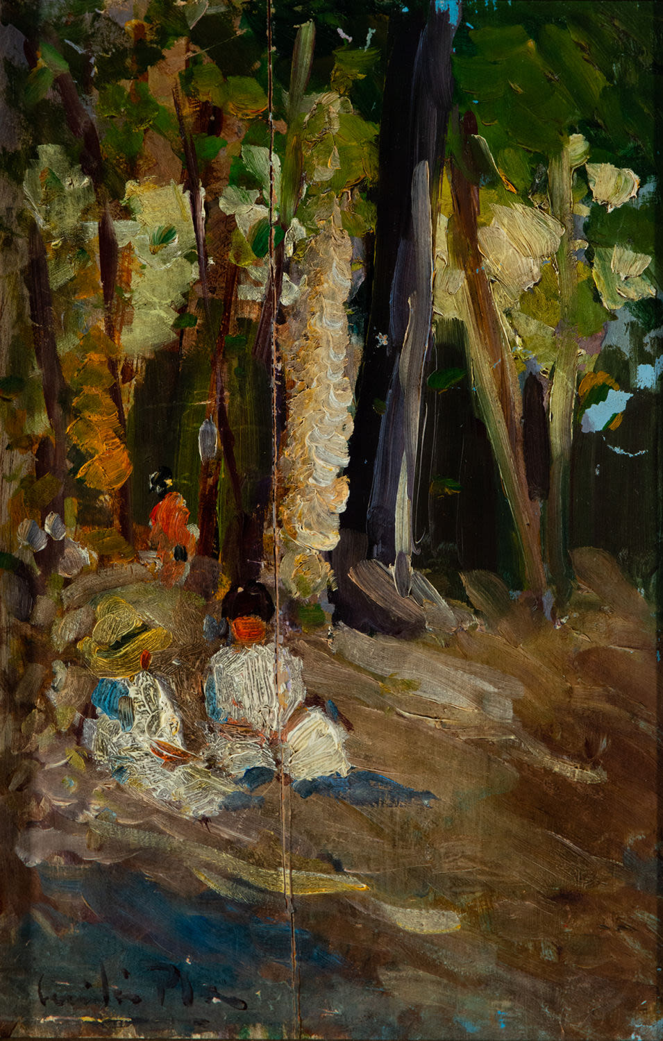 "Ladies in a Garden", signed Cecilio Pla, Spanish school from the 19th - 20th century - Image 2 of 4