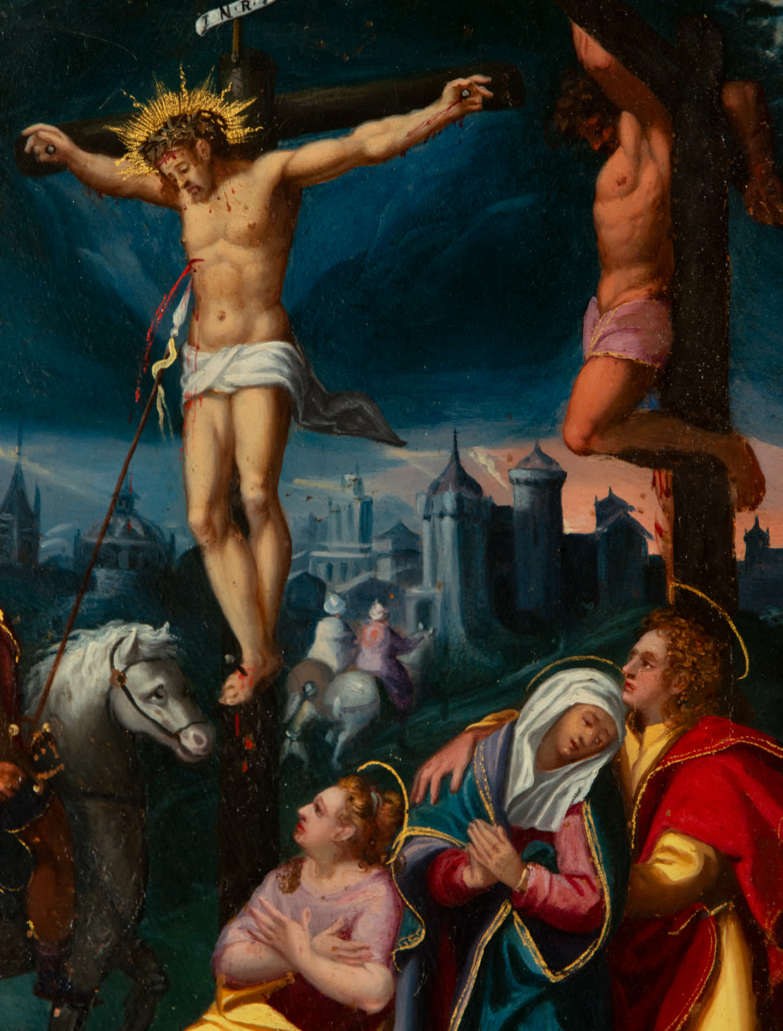 Attributed to Simon de Vos (Antwerp, 1603 – 1676) Christ on the Cross, oil on copper from the 17th c - Image 5 of 6