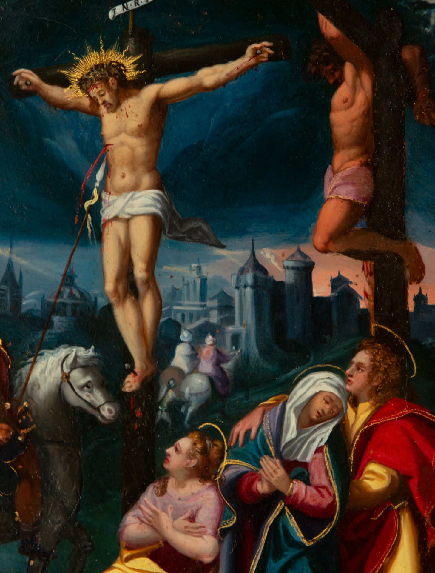 Attributed to Simon de Vos (Antwerp, 1603 – 1676) Christ on the Cross, oil on copper from the 17th c - Bild 5 aus 6