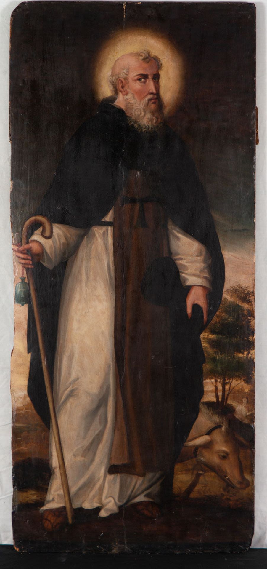 San Anthony Abad, oil on panel, Spanish school of the 16th century