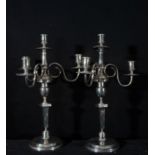 Pair of elegant 19th century Carlos IV - Ferdinand VII style Neoclassical Candelabras in solid sterl