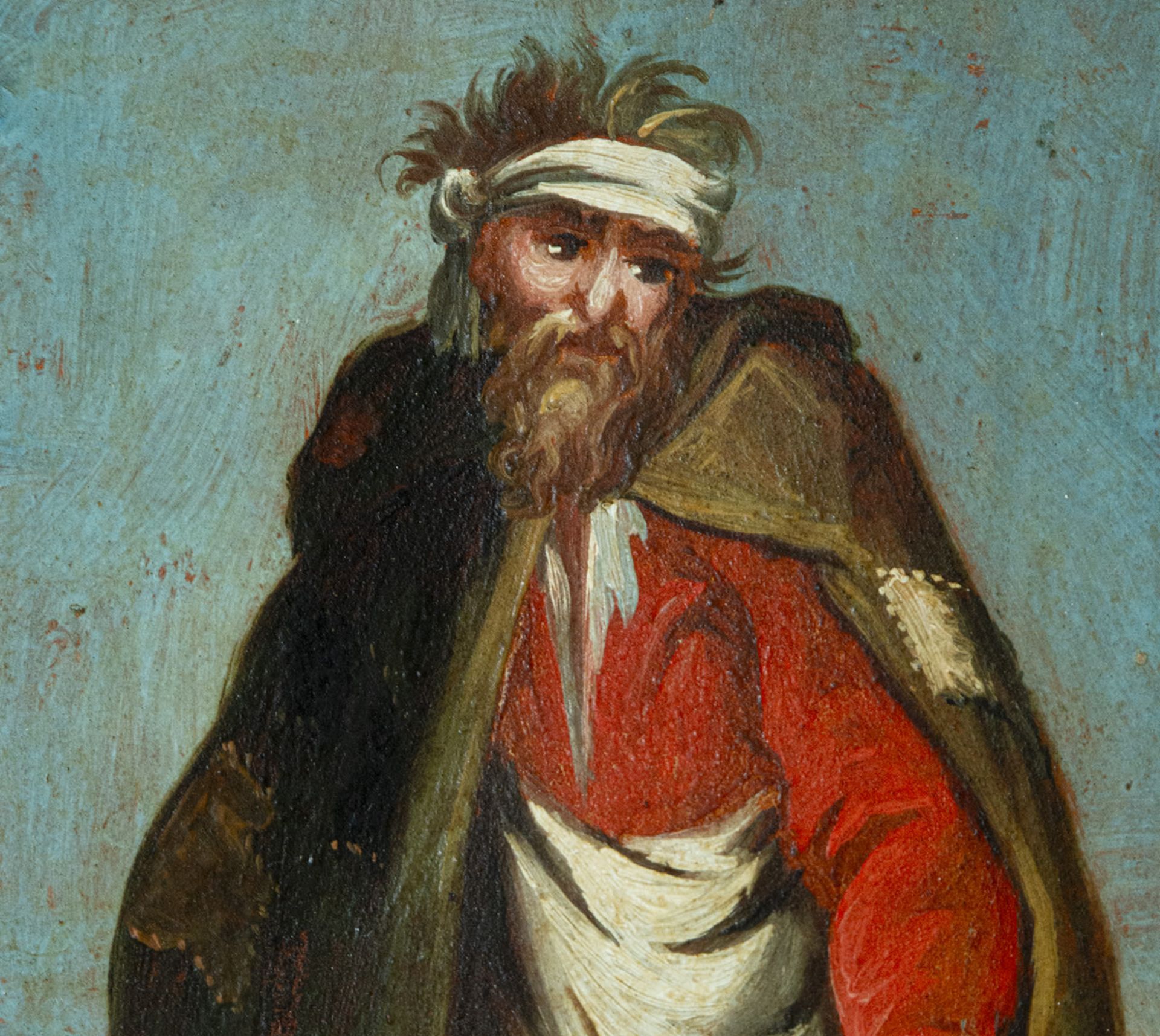 Capitano de Baroni in oil on copper with antique Italian marbled frame from the 18th century - Image 3 of 5