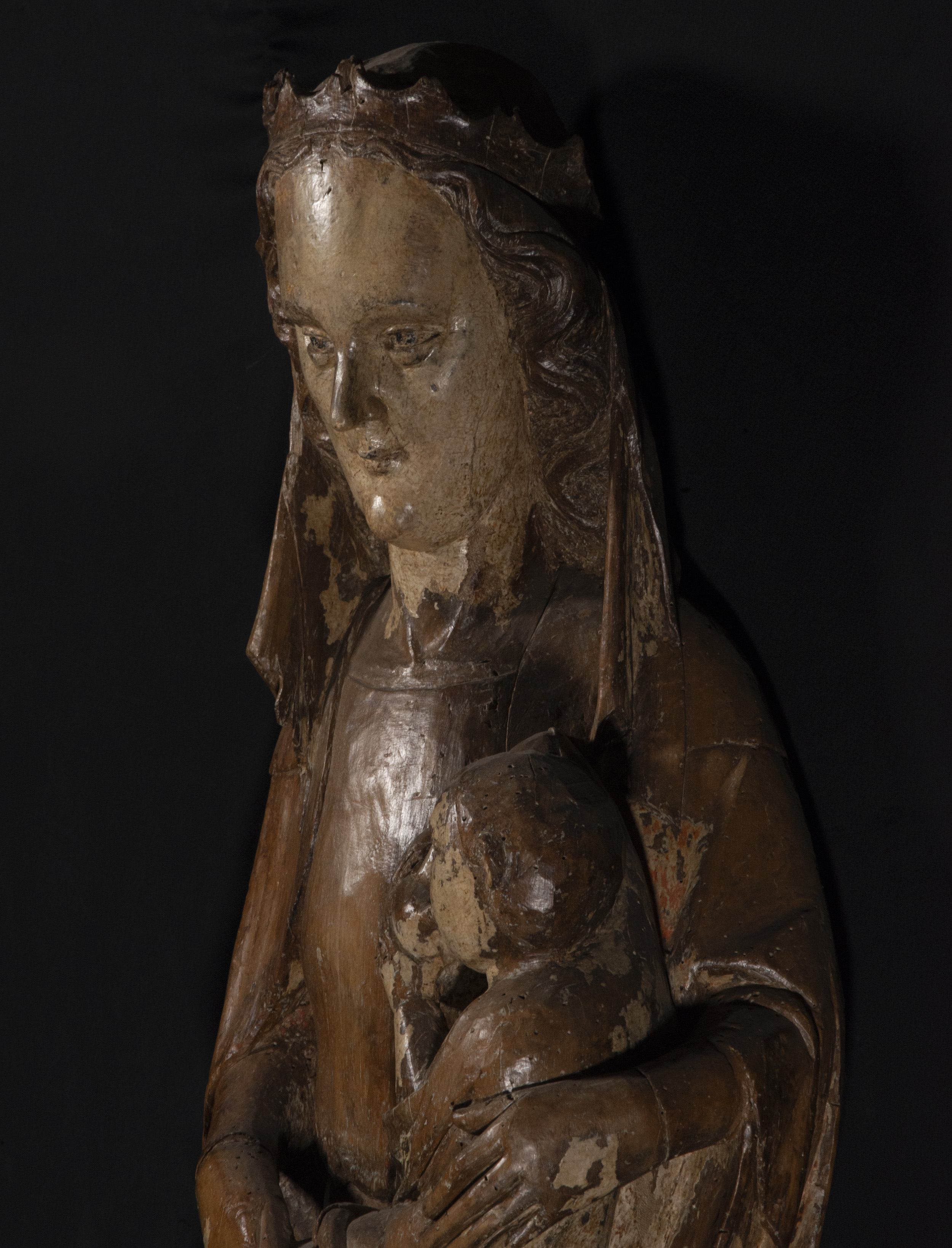 Large Virgin of the Milk Late German Romanesque transition to Medieval Gothic 13th century early 14t - Image 4 of 7