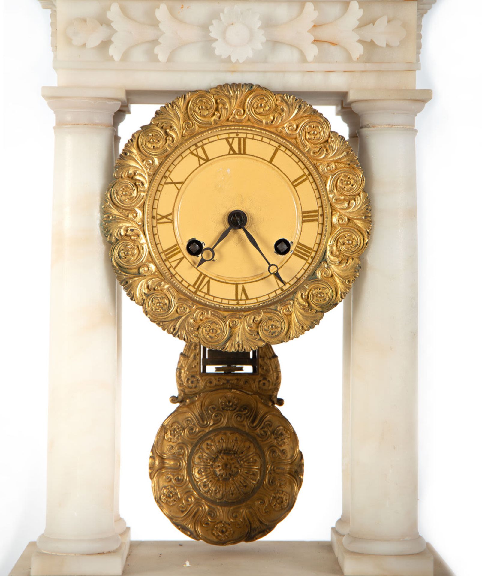 Empire style porch clock in gilt bronze and marble. XIX century - Image 3 of 5