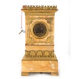 Pink marble and gilt bronze clock in the form of a portico. Charles X style, 19th century