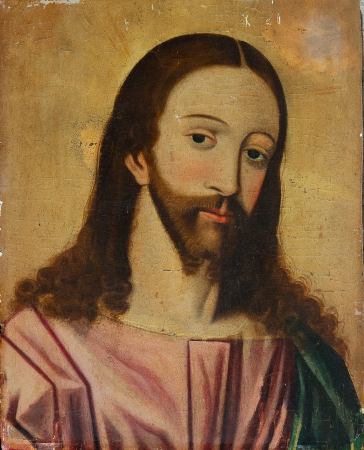 Jesus Salvator Mundi colonial, New Spanish oil on canvas, Mexico or Guatemala 17th century